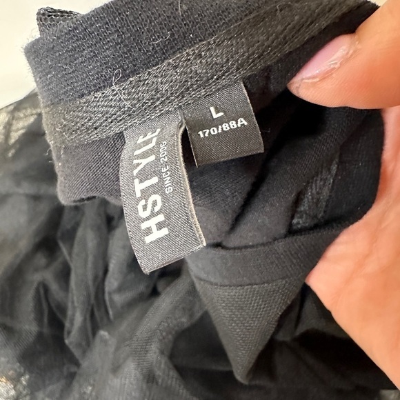 HSTYLE | Black Short Sleeve Layered Tulle Dress - Picture 9 of 10